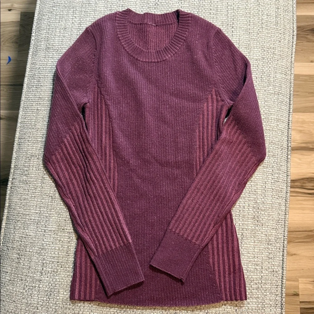 Lululemon Feeling‎ Balanced Sweater Merino Wool Redwood/So Merlot sz4/6